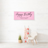 Happy Birthday Pink und Black Modern Script Banner (Insitu)