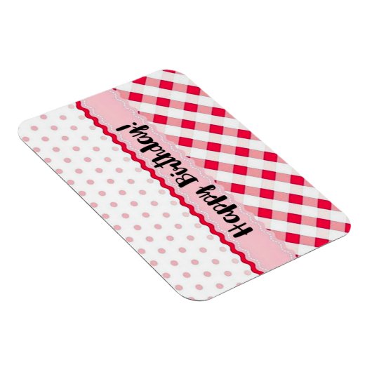 Happy Birthday Pink und White Polka Dot Geschenk Magnet (Rechte Seite)
