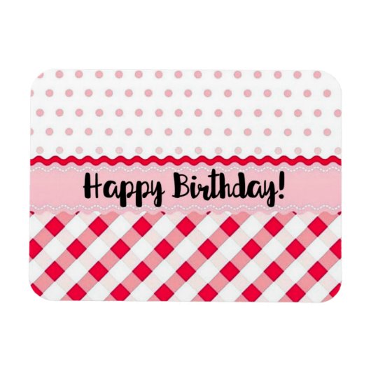 Happy Birthday Pink und White Polka Dot Geschenk Magnet (Horizontal)