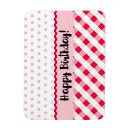 Happy Birthday Pink und White Polka Dot Geschenk Magnet