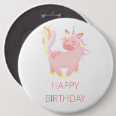 Happy Birthday Pink Unicorn Button (Vorne & Hinten)