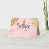 Happy Birthday Pink Unicorn Girls Women Dankeskarte (Rückseite)