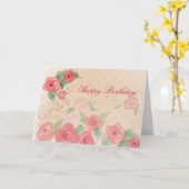 Happy Birthday Pink Viktorianische Rose Wasserfarb Karte (Gelbe Blume)