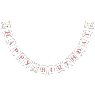 Happy Birthday Pink Watercolor Garden Blume Girl Wimpelkette