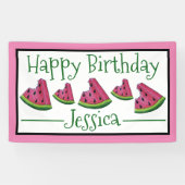 Happy Birthday Pink Watermelon Slice Frucht Picnic Banner (Horizontal)