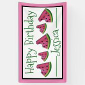 Happy Birthday Pink Watermelon Slice Frucht Picnic Banner (Vertikal)