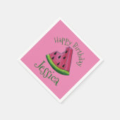Happy Birthday Pink Watermelon Slice Frucht Picnic Serviette (Ecke)