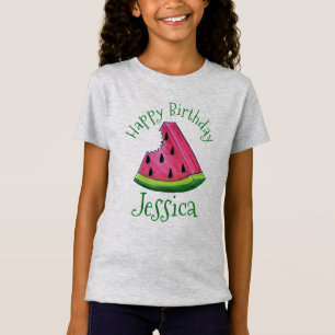 Happy Birthday Pink Watermelon Slice Frucht Picnic T-Shirt