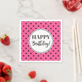 Happy Birthday Pink White Black Dots Serviette (Beispiel)
