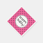 Happy Birthday Pink White Black Dots Serviette (Ecke)