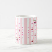 Happy Birthday Pink & White Stripe  Kaffeetasse (Mittel)