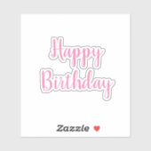 Happy Birthday Pink White Trendy Cool einfach Aufkleber (Blatt)