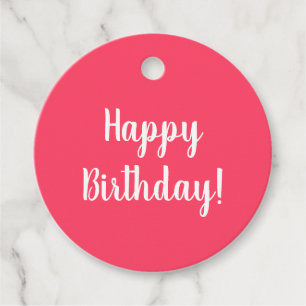 Happy Birthday Pink White Typografy Gift Geschenkanhänger
