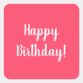 Happy Birthday Pink White Typografy Quadratischer Aufkleber