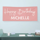 Happy Birthday Pink White Whimsical Script Banner (Messe)