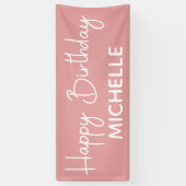 Happy Birthday Pink White Whimsical Script Banner (Vertikal)