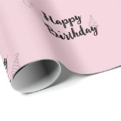 Happy Birthday Pink Wrapping Paper Geschenkpapier (Rolleneckpunkt)