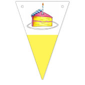 Happy Birthday Pink Yellow Cake Slice Candles Wimpelkette (Erste Fahne)