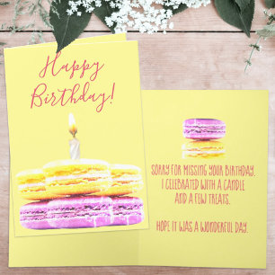 Happy Birthday Pink Yellow Macaron Cookies Karte