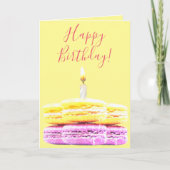 Happy Birthday Pink Yellow Macaron Cookies Karte (Vorderseite)