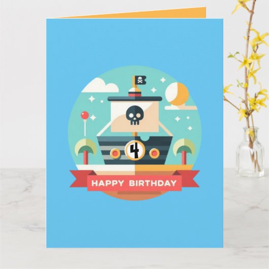 Happy Birthday Pirate Adventure Karte (Gelbe Blume)