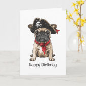Happy Birthday Pirate French Bulldog Karte (Gelbe Blume)