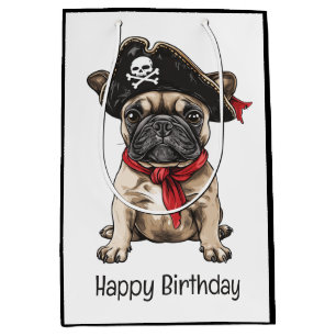 Happy Birthday Pirate French Bulldog Mittlere Geschenktüte