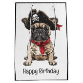 Happy Birthday Pirate French Bulldog Mittlere Geschenktüte (Rückseite)