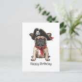 Happy Birthday Pirate French Bulldog Postkarte (Stehend Vorderseite)