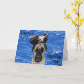 Happy Birthday Pirate Mops Karte (Gelbe Blume)