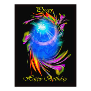 Happy Birthday Pisces - Fische Fotodruck