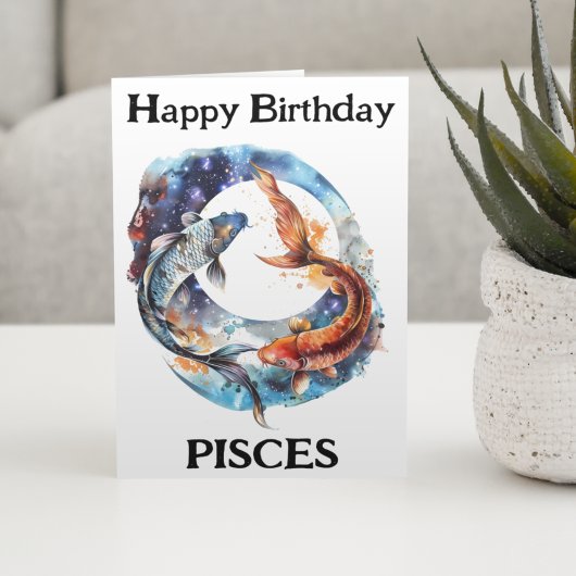 Happy Birthday Pisces Zodiac Karte