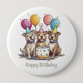 Happy Birthday Pit Bull Hunde Button (Vorderseite)