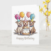 Happy Birthday Pit Bull Hunde Karte (Gelbe Blume)