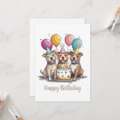Happy Birthday Pit Bull Hunde Karte (Vorderseite/Rückseite Beispiel)
