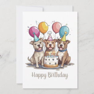 Happy Birthday Pit Bull Hunde Karte
