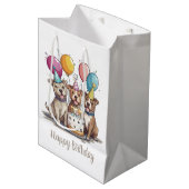 Happy Birthday Pit Bull Hunde Mittlere Geschenktüte (Vorderseite Schrägansicht)