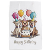 Happy Birthday Pit Bull Hunde Mittlere Geschenktüte (Rückseite)