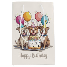 Happy Birthday Pit Bull Hunde Mittlere Geschenktüte