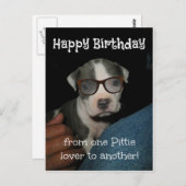 Happy Birthday Pittie Postkarte (Vorne/Hinten)