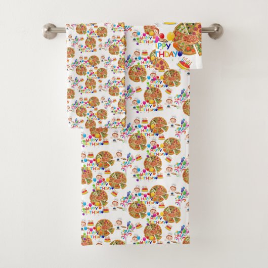 Happy Birthday Pizza Badezimmer Handtuch Sets (Insitu)