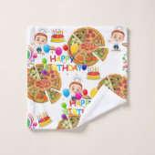 Happy Birthday Pizza Badezimmer Handtuch Sets (Waschlappen)