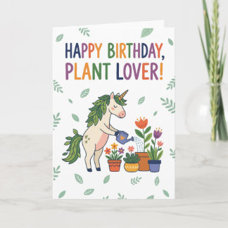 Happy Birthday Plant Lover Unicorn Watering Flower Karte
