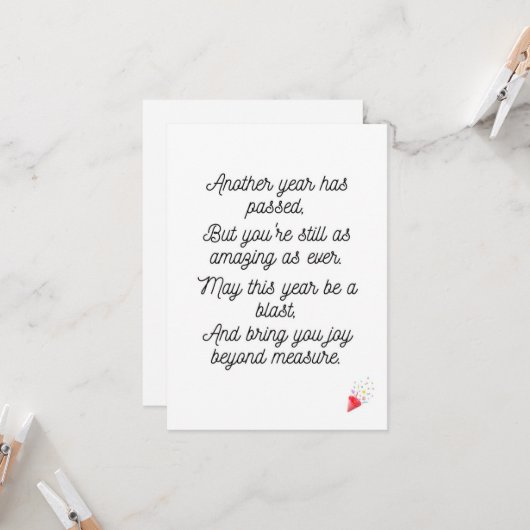 Happy Birthday Poem Card Karte (Vorderseite/Rückseite Beispiel)