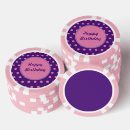 Happy Birthday Poker Chips (Lila & rosa)