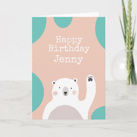 Happy Birthday Polar Bear Feiertagskarte (Vorderseite)