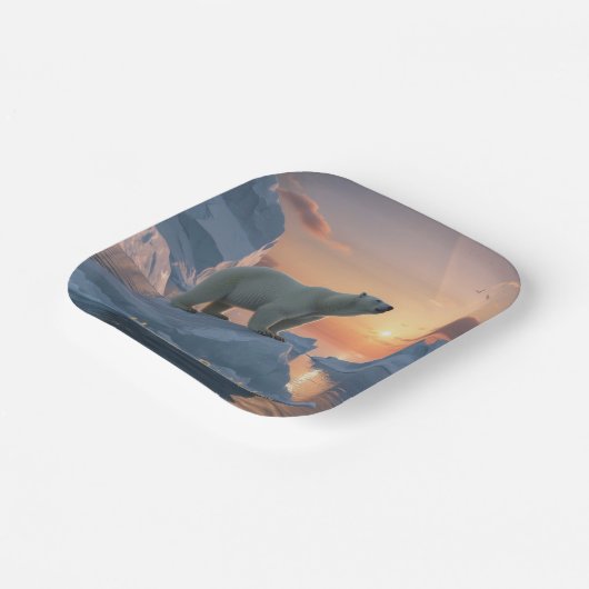 Happy Birthday Polar Bear Pappteller (Gewinkelt)