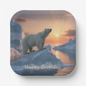 Happy Birthday Polar Bear Pappteller (Vorderseite)
