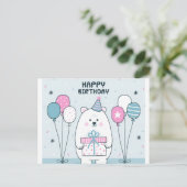 Happy Birthday Polar Bear Postkarte (Stehend Vorderseite)
