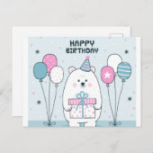 Happy Birthday Polar Bear Postkarte (Vorne/Hinten)